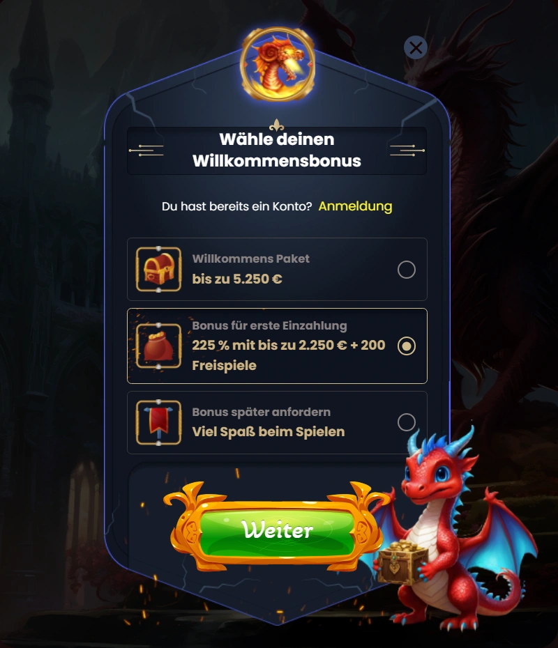 Dragonslots Regisration Step 1